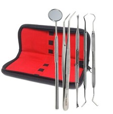 5 Pcs Dental Oral Hygiene Scaler Kit Tools Deep Cleaning Teeth Care W/Carry Case
