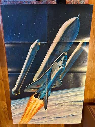 Vintage-Poster Gigante Libro-Navetta Spaziale-Foto a colori e Poster Gigante-anni 70 - Foto 9 di 9