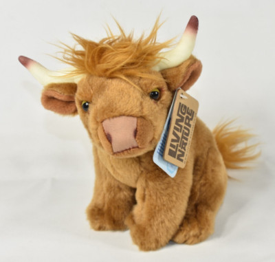 Living Nature Highland Cow Farm Stuffed Animal Soft Toy Plush 7'' NEW w/ Tags