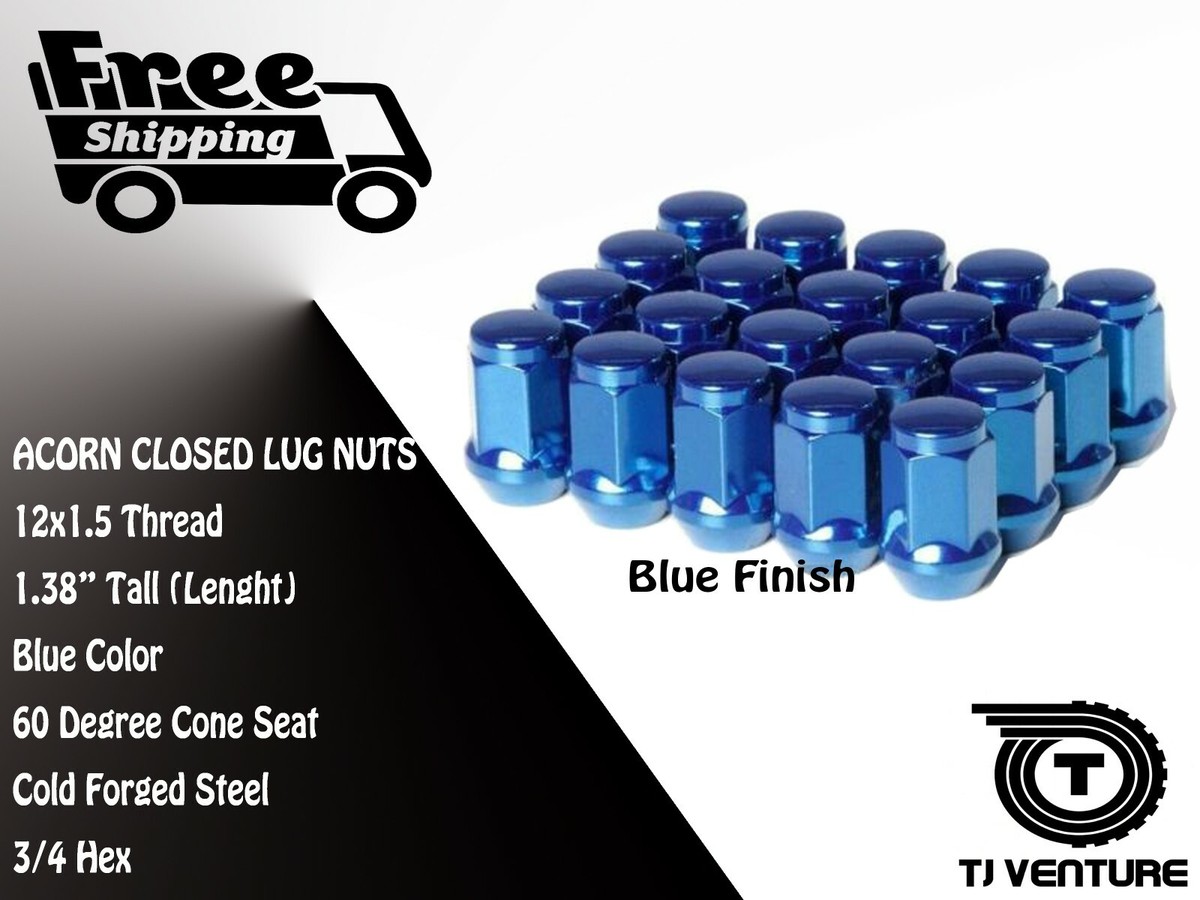 20x Black Acorn Closed End Lug Nuts 12x1.5 – Fit Honda Civic/Accord/CR-V