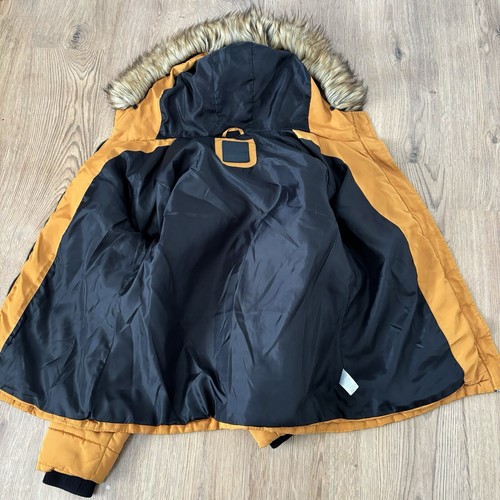Chaqueta Papaya Matalan Talla 14 Amarillo Mostaza Imitación Piel Capucha Puffer Acolchada LEER - Imagen 8 de 12