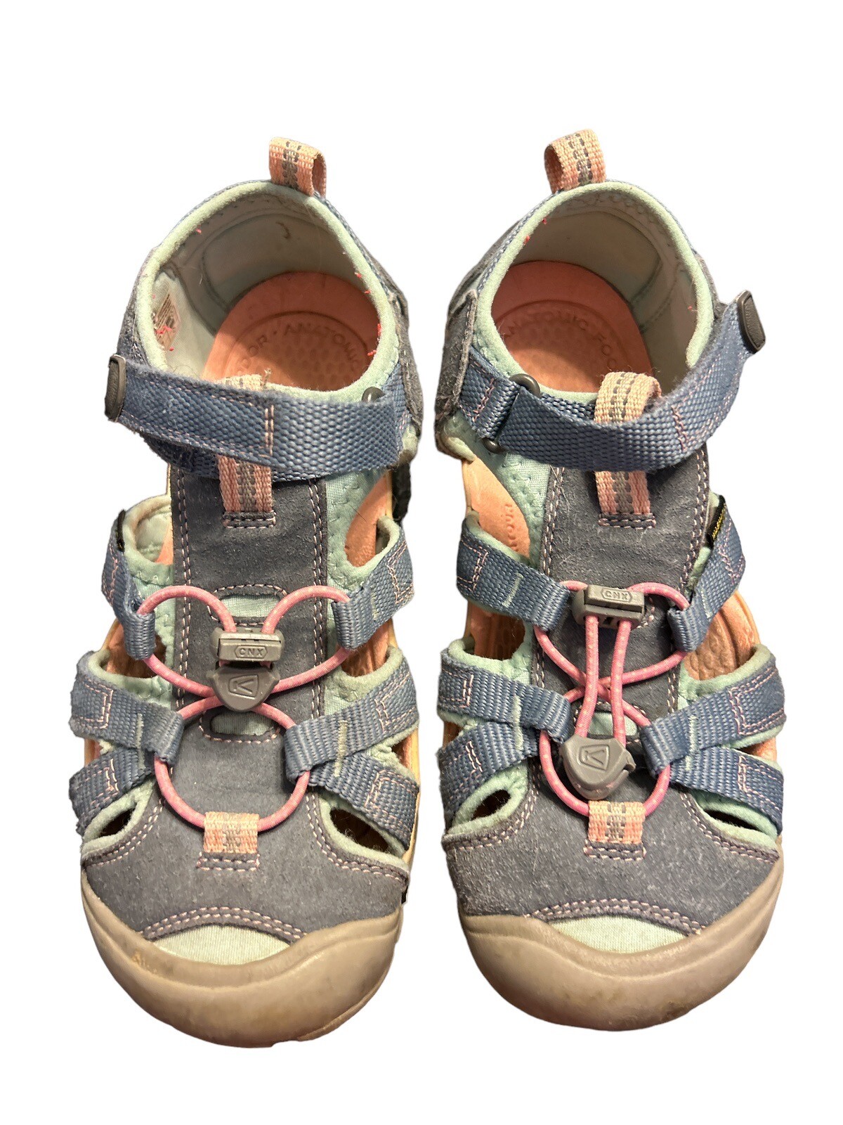 Sandali da trekking KEEN Seacamp II CNX pietra selce onda oceano blu rosa ragazza 4