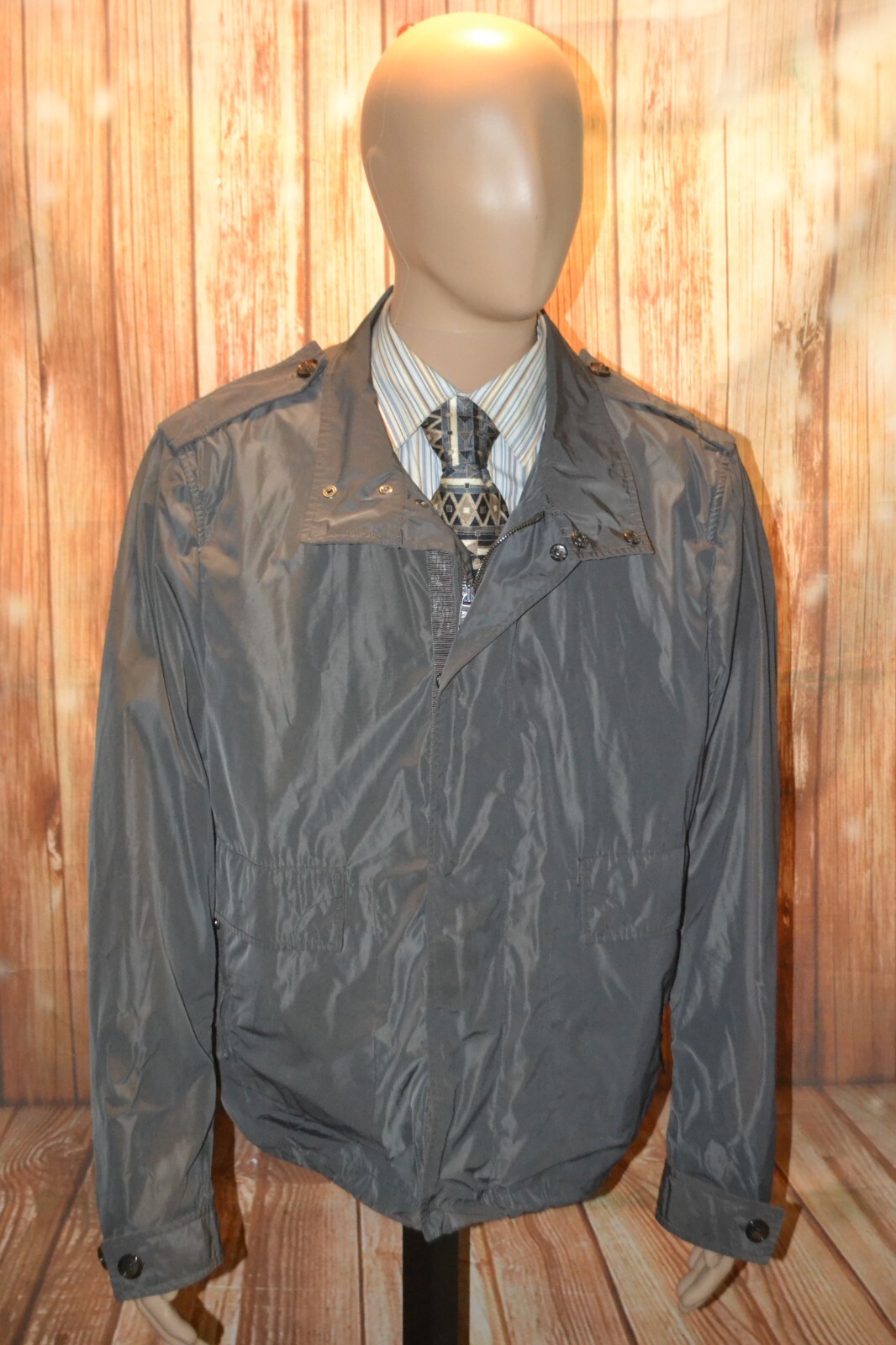 Burberry London Men Partial Lining Nova Check Full Zip Windbreaker Jacket Sz XL