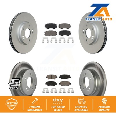 [Front+Rear] Coated Disc Brake Rotor And Ceramic Pad Kit For Hyundai Sonata 3.3L