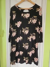 Lush Sweater Dress size Medium Long Sleeve Floral And Black