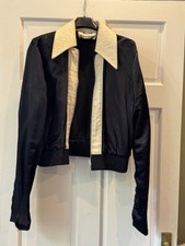 Acne Studios Silk Navy White Collar Bomber Jacket Size 40/uk 12