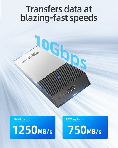M.2 NVMe SATA NGFF Adapter Externes SSD Gehäuse Case M/M+B Key USB-C 3.2 Silber - Bild 9 von 20