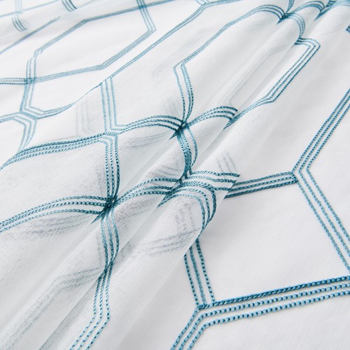 Set of 2 Modern Geometric Embroidered Sheer Curtains with Semi-Transparent Voile - Picture 13 of 31