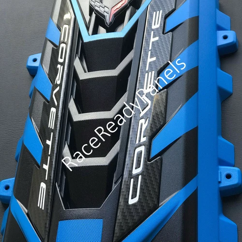 2020/26 CORVETTE C8 ENGINE COVER RAPID BLUE CARBON FIBER RAILS