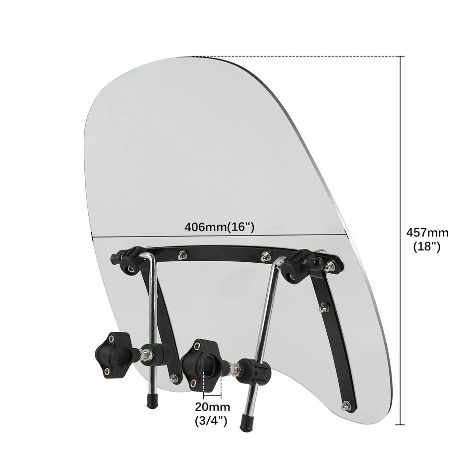 18"x16" Large Motorcycle Windshield For Honda Valkyrie 1500 GL1500C 1800 GL1800C - Image 2 of 4