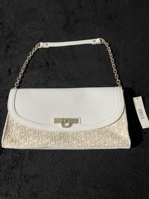 Womens DKNY White Monogram Print Purse New