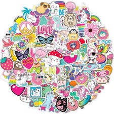 Water Bottle Stickers for Kids, 100 PCS Waterproof Cute Fun Vinyl Stickers Pack