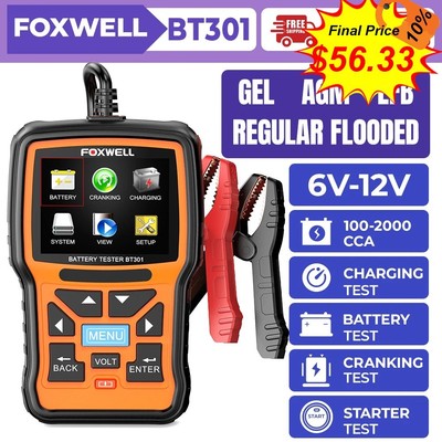 FOXWELL 12V Car Battery Tester Automotive Battery Load Tester Digital Analyzer