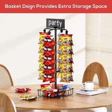 Chip Rack Display Stand Chip Bag Holder for Party 360 Rotating 48 Clips Hanger
