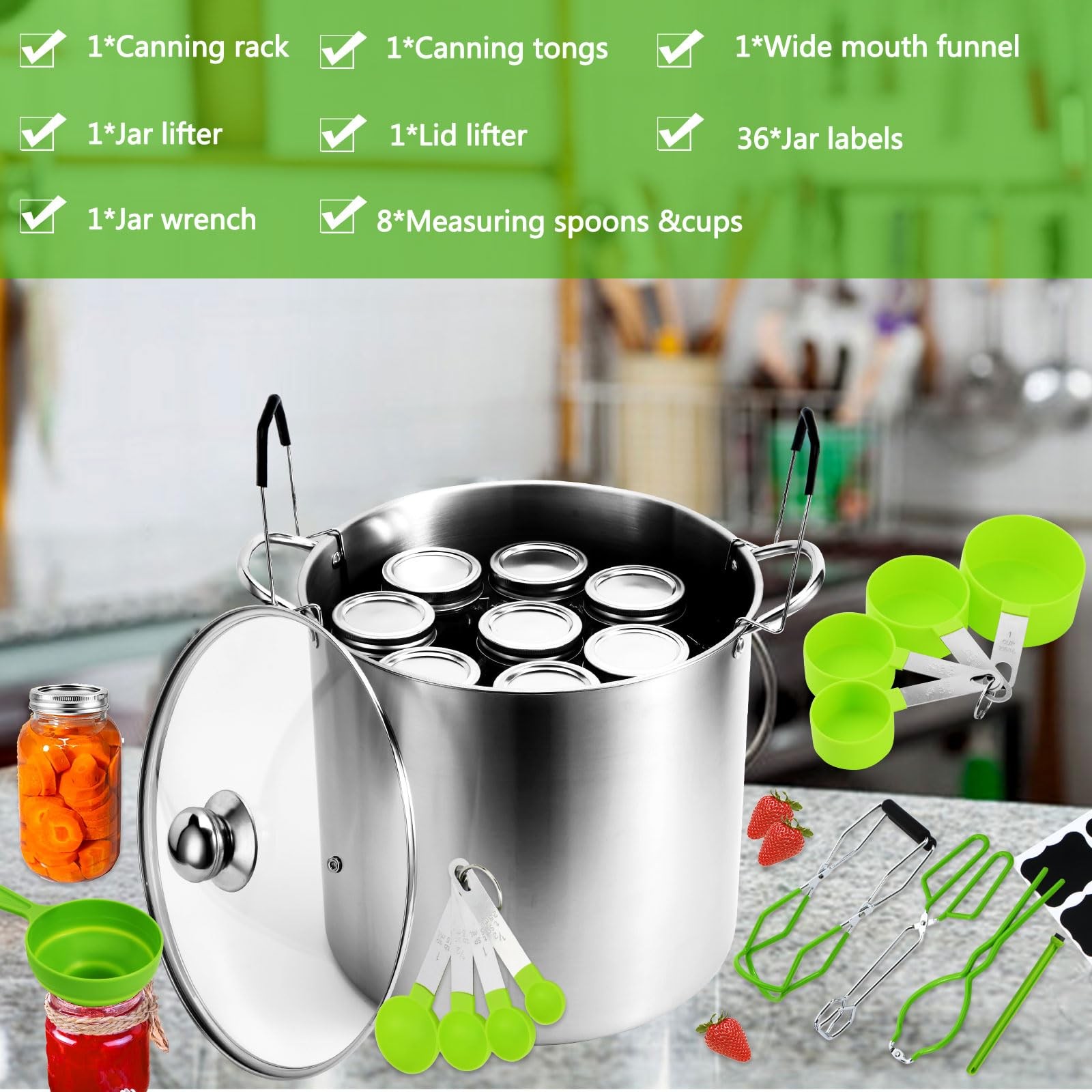 Canning Supplies Starter Kit Stainless Steel Canner Tools Set with ...