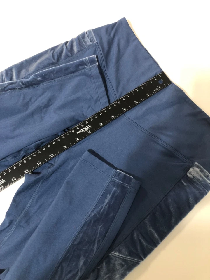 PINK Victoria's Secret Leggings Size M Blue Cozy Velvet Velour Fleece Lined - Image 4 of 4