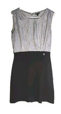 Banana Republic Sleeveless Dress, Women's Sz 6, Upper Gray Print- Skirt is Black