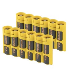 Slimline AA-6 Battery Storage Caddy and Dispenser Pack of 2 , Yellow, Holds ...