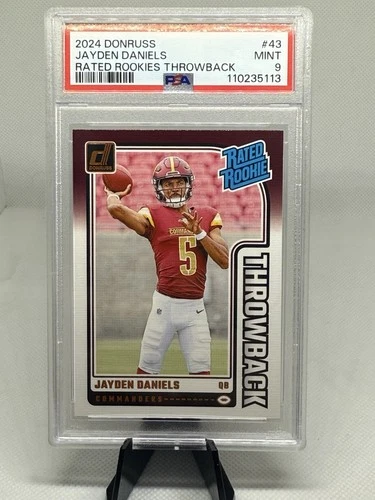 2024 Panini Donruss - Rated Rookies Throwbacks Jayden Daniels #43 (RC) - PSA 9
