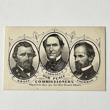 Antique CDV Civil War Era Card Our Peace Commissioners Ulysses S. Grant Farragut