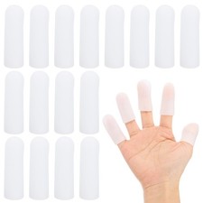 20 Pcs 2"x0.67" Gel Finger Cots Silicone Finger Tip Protector Support White