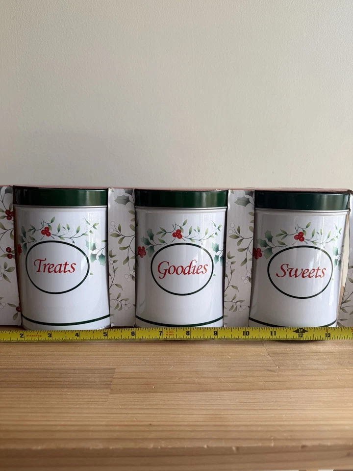 Juego de 3 latas de almacenamiento Pfaltzgraff Winterberry golosinas dulces Foto 4 de 4