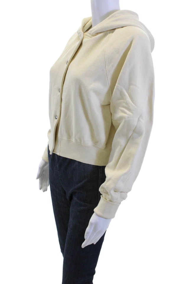 NSF Mujer Cárdigan Sudadera con Capucha Beige 100% Algodón A Presión Manga Larga Talla S Foto 2 de 4