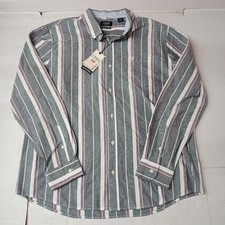 Chaps Seacoast Wash Oxford Woven Shirt Men's 2XL XXL Oxford Evergreen Striped