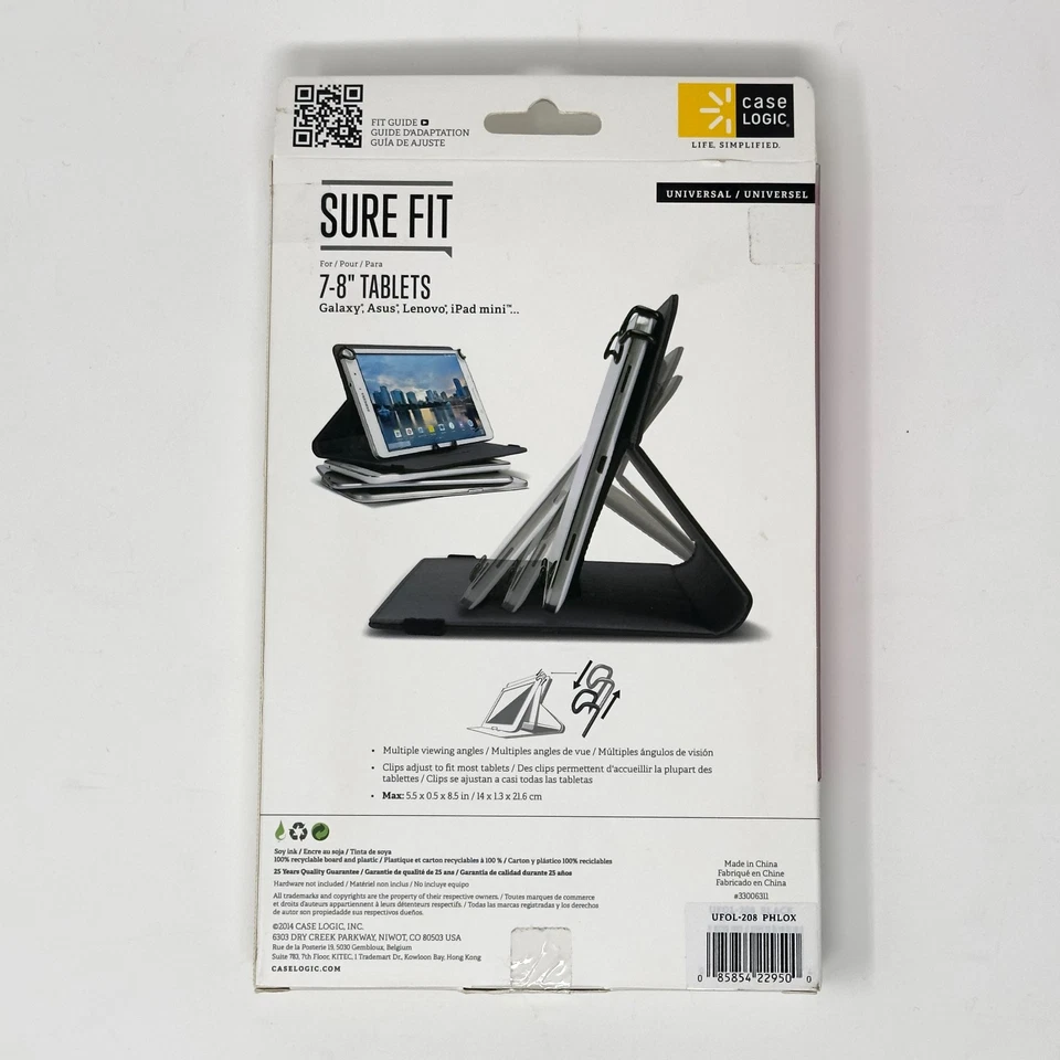 Funda tipo folio Case Logic para tabletas de 7-8 pulgadas (iPad Mini, Galaxy, Asus, Lenovo) - Rosa Foto 2 de 2