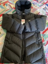 Nike Black Hooded Puffer Jacket Full Zip Loose Fit Size Kids L Or Women s Small