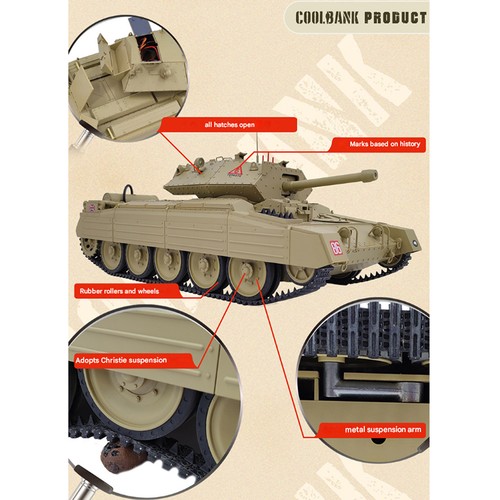 1/16 RC Tank Wireless Control Model 360°Turret Rotary Smoke Sound Lights RTR8I - Picture 7 of 20
