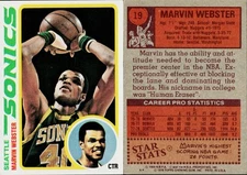 1978-79 Topps Basketball Card #19 Marvin Webster Seattle Supersonics