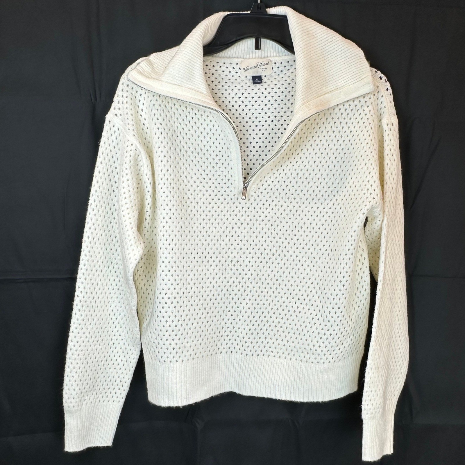 Universal Thread Cream White Pointelle Quarter Zi… - image 1