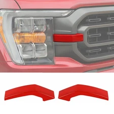 🌟Red Front Bumper Grille Cover Trim Bezels For Ford F150 2021-2025 Accessories
