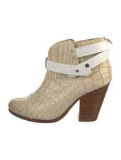 Rag Bone Women 6.5 IT 36.5 Cream Croc Embossed Leather Ankle Boots