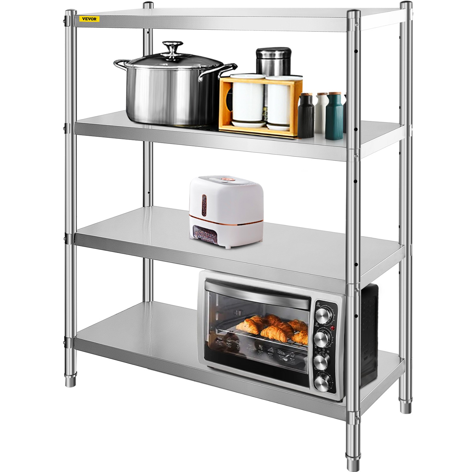 Étagère inox cuisine VEVOR à 4 niveaux - Meuble de rangement robuste de 120x50 cm