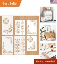 6 Pcs Vintage Border Stencil, Floral Corner Stencils for Painting, Reusable