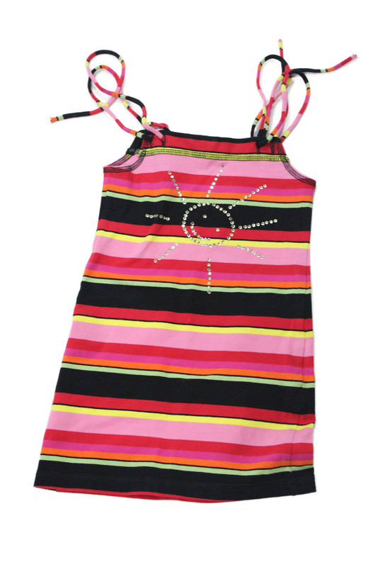 Sonia Rykiel Womens Cotton Bedazzles Striped Sleeveless Dress Red Combo Size 4
