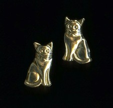 New 14K Fine Solid Yellow Gold 11mm Kitty Cat Kitten Animal Stud Earrings QS