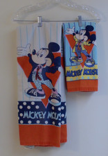 Vintage 90s Mickey Mouse Kids' Bath Towel 45"X23 1/2" and Hand Towel 25"X15 1/2"