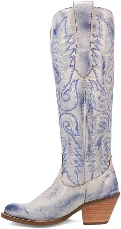 Bota occidental Dingo Love descolorida para mujer 8, azul  Foto 2 de 4