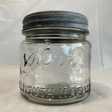 Vtg KERR Self Sealing WIDE MOUSE Mason 4" w/ Lid '6' or '9' Purple Tint Rare