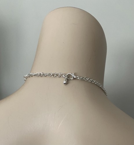 PENDANT (3) LOOPS SILVER-TONE CHAINS HAMMERED FASHION NECKLACE - Picture 5 of 7