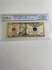 2004 10$ Bill Over Ink Of Treasury Seal Very Fine 30 PPQ