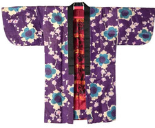 1950 s Vintage Japanese Meisen Silk Haori Kimono Jacket Cardigan Antique 95cm