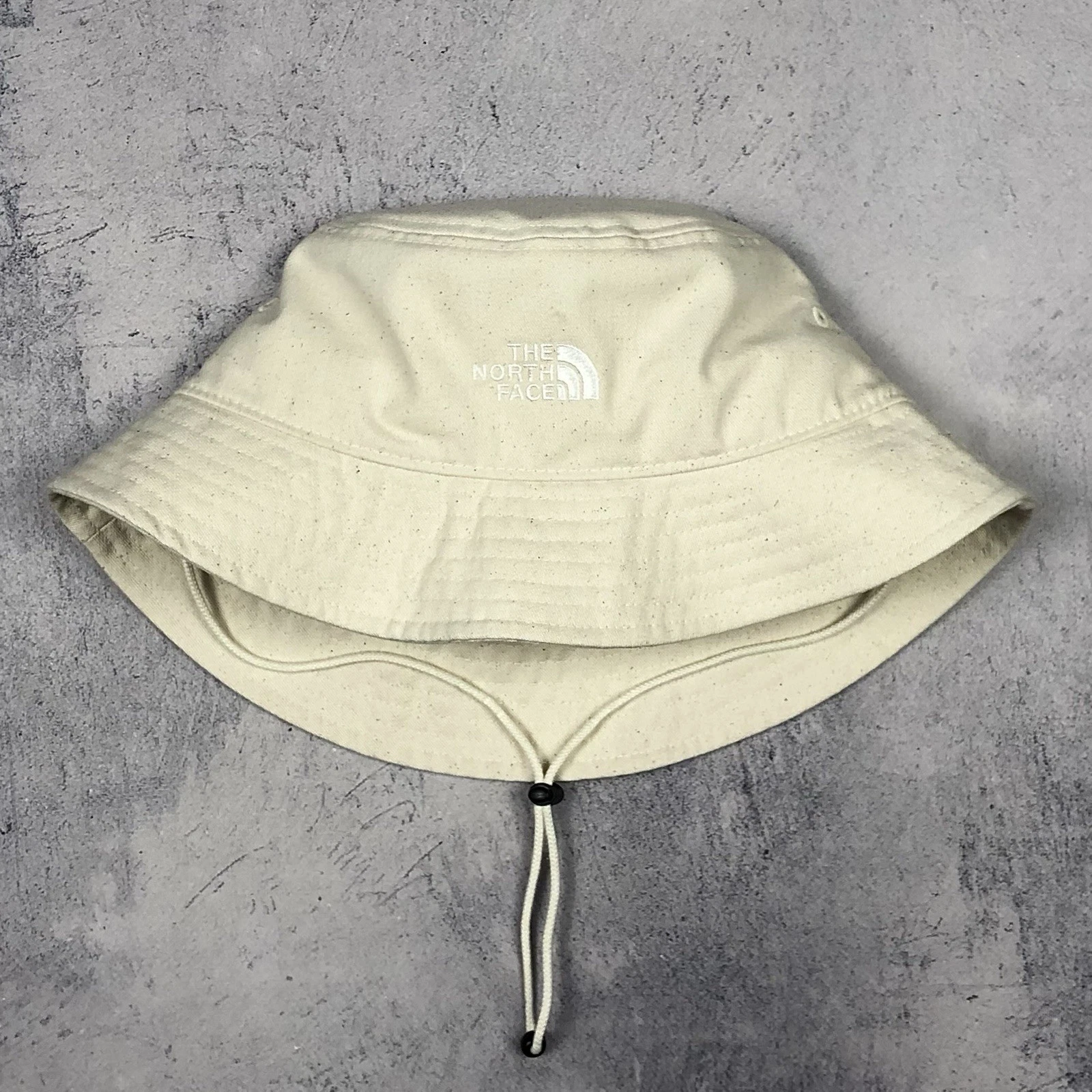The North Face Logo Outdoor Hiking Trekking Creme Beige Bucket Hat size L/XL