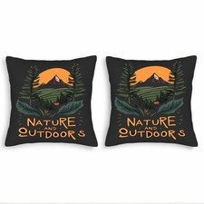 Set of 2 Throw Pillow Covers 18x18in - Scenic Mountain Landscape Design