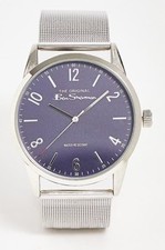 BEN SHERMAN WATCH QUARTZ WATER RESISTANT SILVER TONED METAL STRAP GIFT BOXED