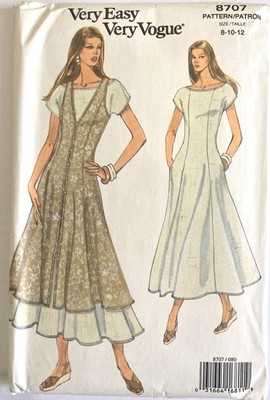 Vogue Kleid Muster 8707. 90er - 2000er Jahre. Größe8/10/12 Original. Ungeschnitten & unbenutzt