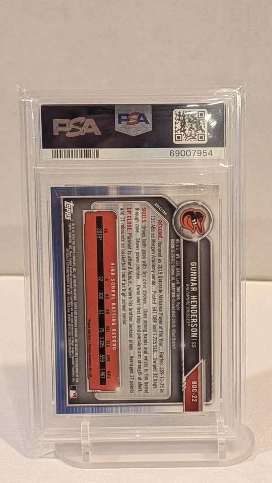 2019 Bowman Chrome Draft Sapphire Edition - Gunnar Henderson #BDC-22 (RC) - Image 2 of 2